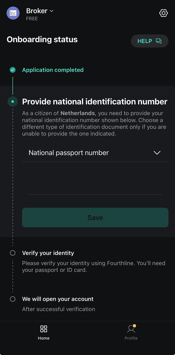 Scalable Capital onboarding status met Fourthline ID-verificatie als volgende stap